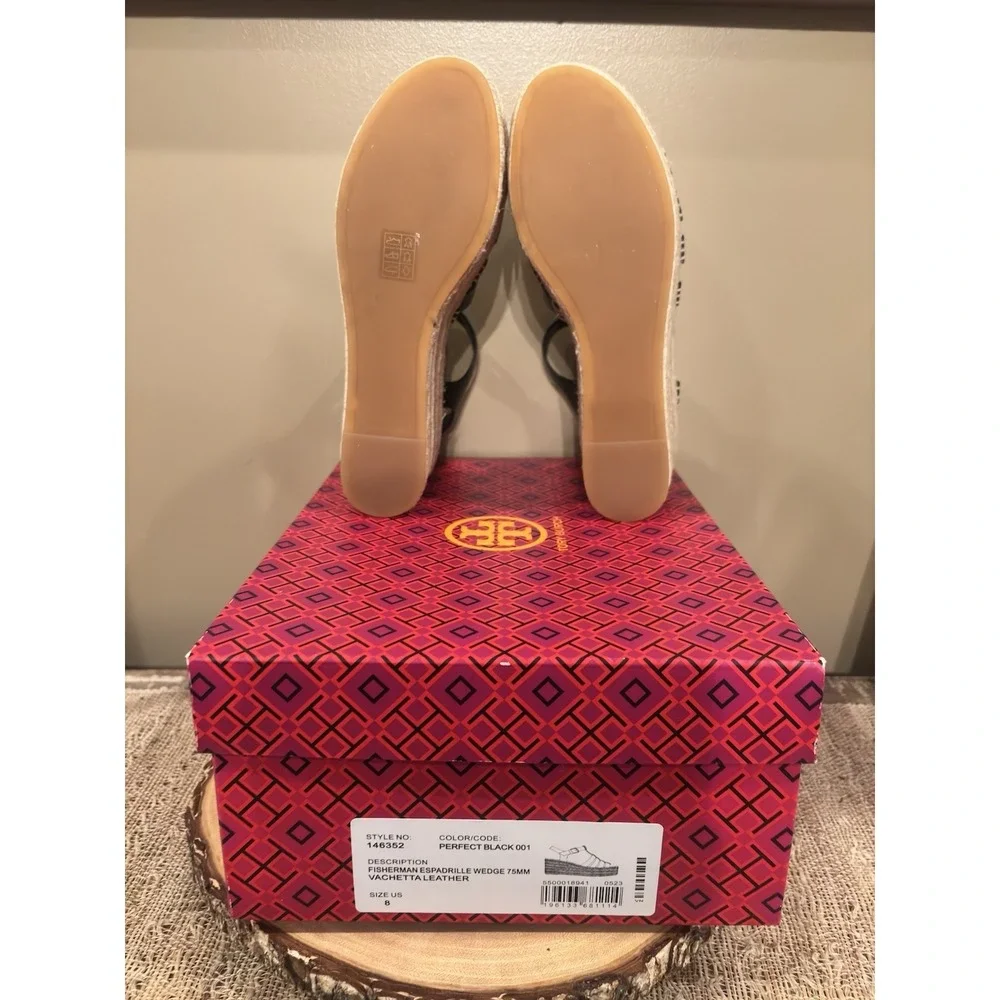 Tory Burch Womens's Size 8.5 M Fisherman Espadrille Wedge Heel Platform New